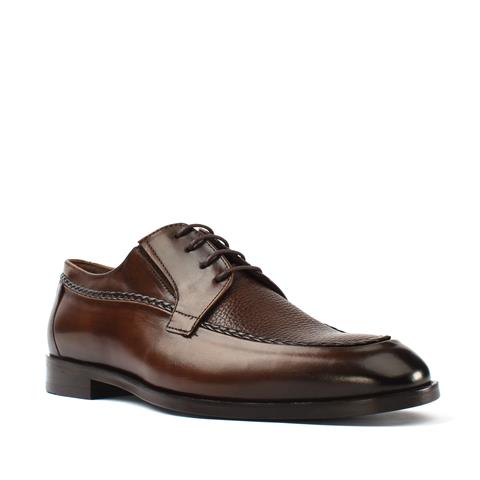Erkek Kahverengi Bağcıklı Deri Klasik Ayakkabı