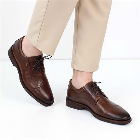 Erkek Kahverengi Bağcıklı Deri Klasik Ayakkabı
