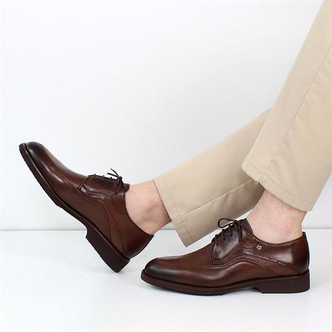 Erkek Kahverengi Bağcıklı Deri Klasik Ayakkabı