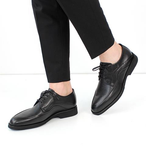 Erkek Siyah Bağcıklı Deri Klasik Ayakkabı