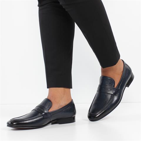 Erkek Lacivert Deri Loafer