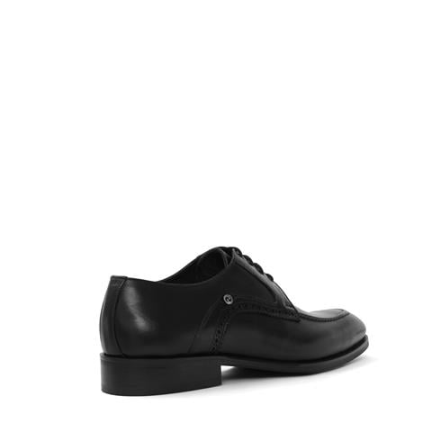 Erkek Siyah Bağcıklı Deri Klasik Ayakkabı