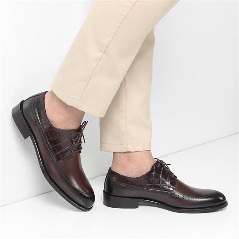 Erkek Kahverengi Bağcıklı Deri Klasik Ayakkabı