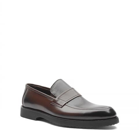 Erkek Kahverengi Deri Loafer