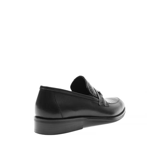 Erkek Siyah Kroko Deri Loafer