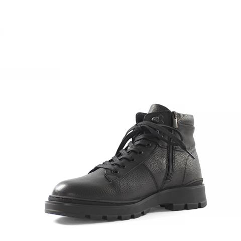 Erkek Siyah Bağcıklı Fermuarlı Deri Bot