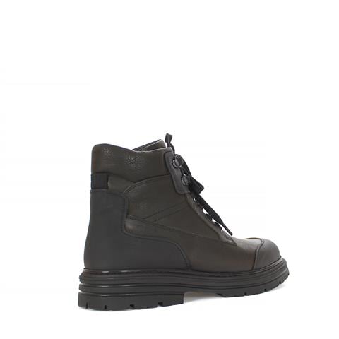 Erkek Haki Bağcıklı Fermuarlı Deri Bot