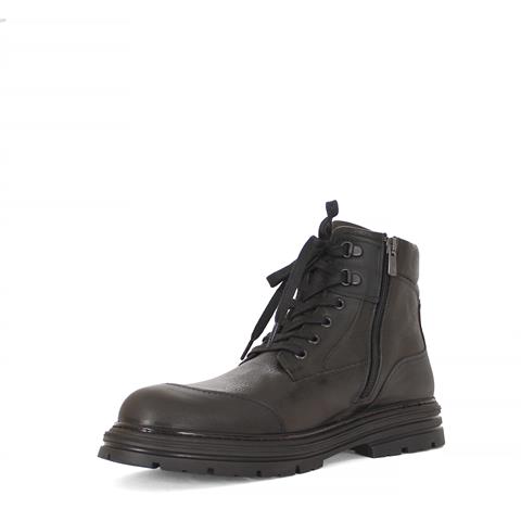 Erkek Haki Bağcıklı Fermuarlı Deri Bot