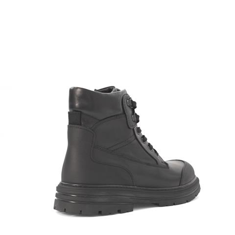 Erkek Siyah Bağcıklı Fermuarlı Deri Bot