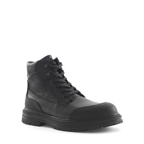 Erkek Siyah Bağcıklı Fermuarlı Deri Bot