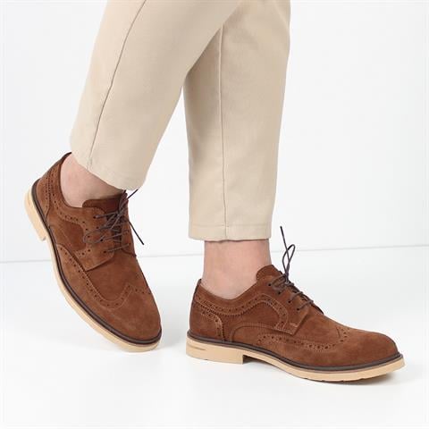 Erkek Taba Bağcıklı Süet Deri Günlük Ayakkabı