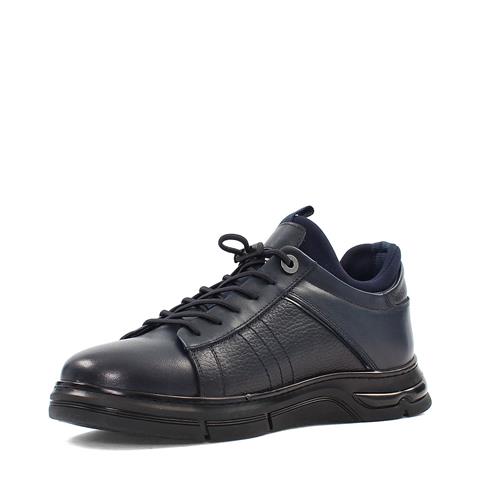 Erkek Lacivert Bağcıklı Kalın Tabanlı Deri Sneaker
