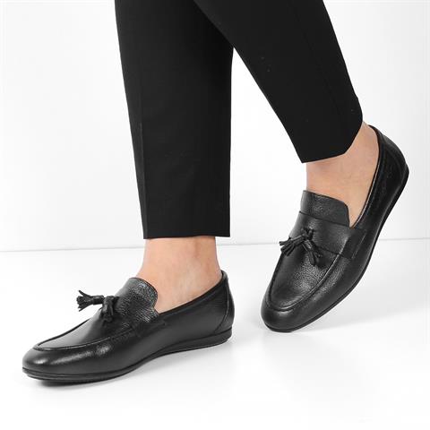 Erkek Siyah Deri Loafer