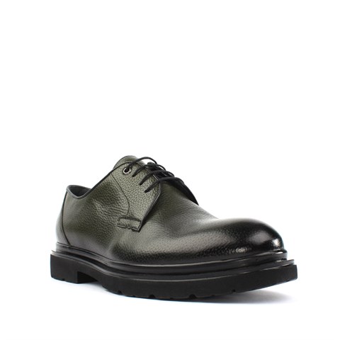 Erkek Haki Bağcıklı Deri Günlük Ayakkabı