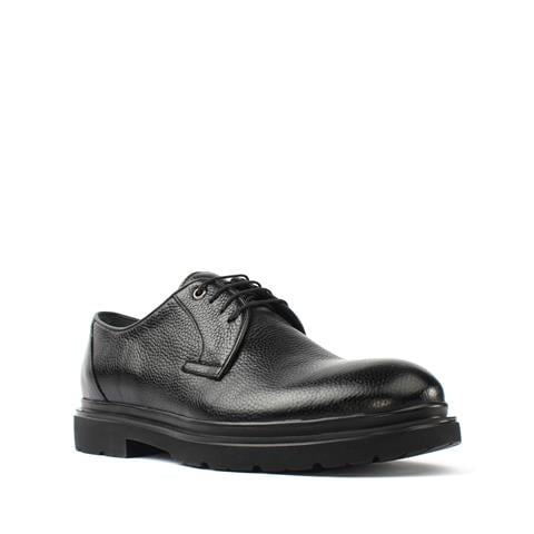 Erkek Siyah Bağcıklı Deri Günlük Ayakkabı