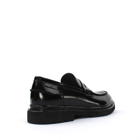 Erkek Siyah Açma Deri Loafer