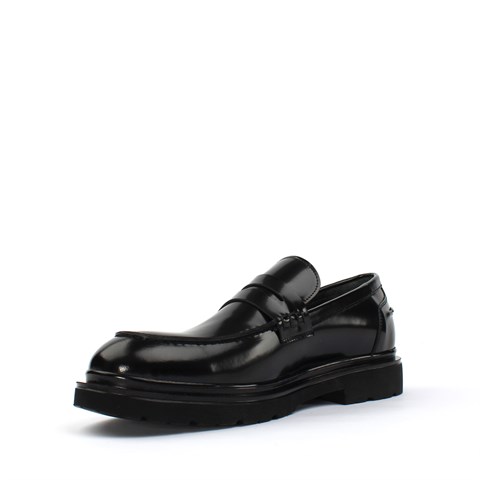 Erkek Siyah Açma Deri Loafer