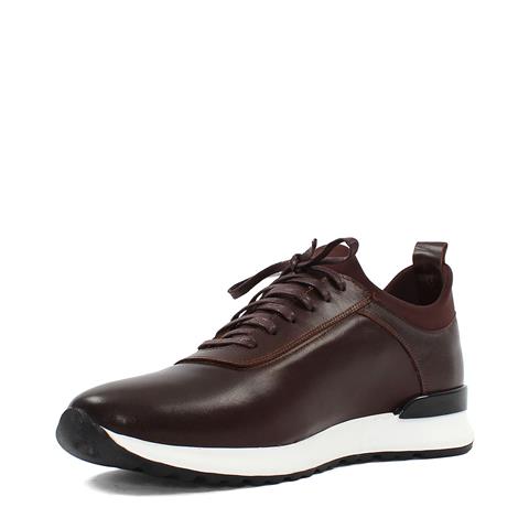Erkek Kahverengi Bağcıklı Deri Sneaker