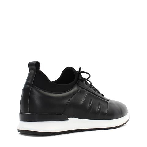 Erkek Siyah Bağcıklı Deri Sneaker
