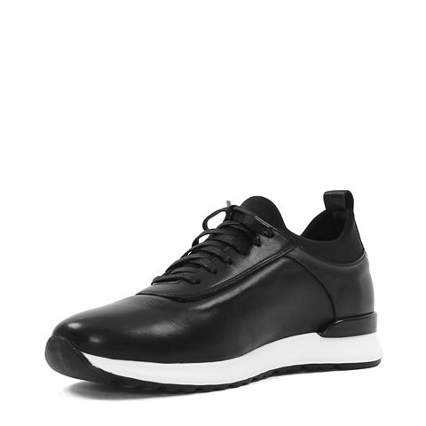 Erkek Siyah Bağcıklı Deri Sneaker