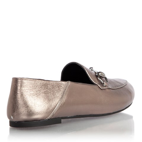 Kadın Çelik Tokalı Deri Loafer