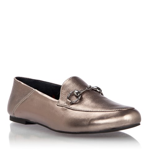 Kadın Çelik Tokalı Deri Loafer