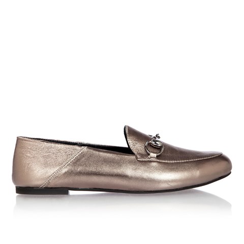 Kadın Çelik Tokalı Deri Loafer