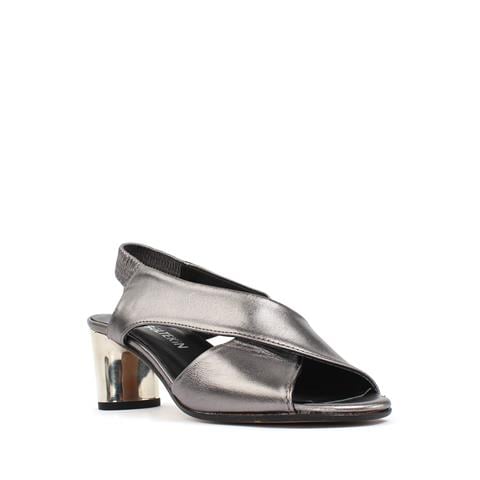 Kadın Çelik Arkası Lastikli Topuklu Deri Sandalet