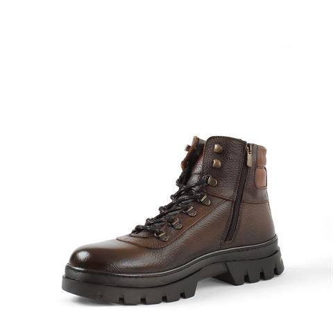 Erkek Kahverengi Bağcıklı Fermuarlı Deri Bot