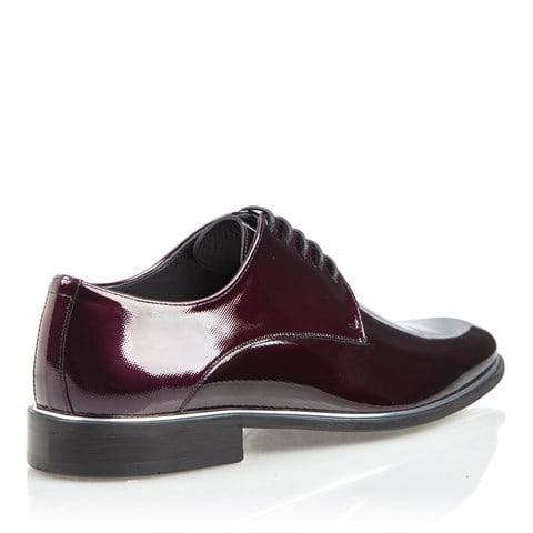 Erkek Bordo Bağcıklı Rugan Deri Klasik Ayakkabı