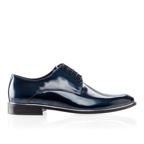 Erkek Lacivert Bağcıklı Rugan Deri Klasik Ayakkabı