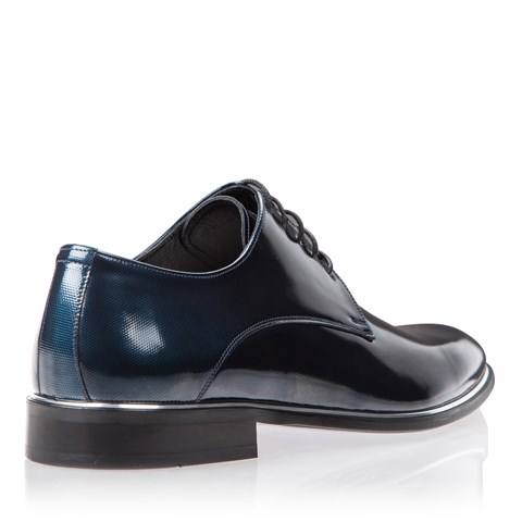Erkek Lacivert Bağcıklı Rugan Deri Klasik Ayakkabı