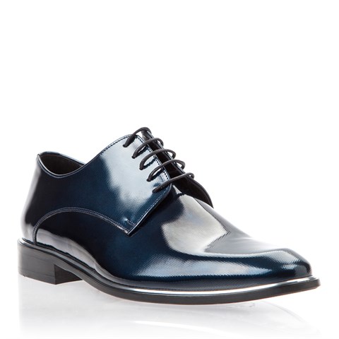 Erkek Lacivert Bağcıklı Rugan Deri Klasik Ayakkabı