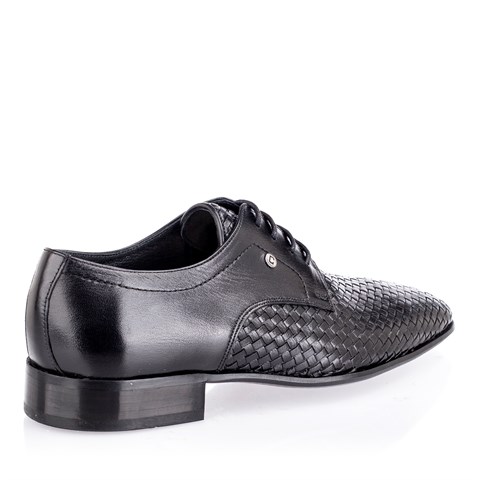 Erkek Siyah Bağcıklı Deri Klasik Ayakkabı