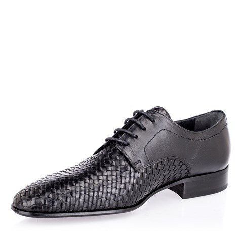 Erkek Siyah Bağcıklı Deri Klasik Ayakkabı