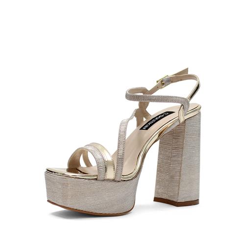 Kadın Dore Parlak Platform Topuklu Abiye Ayakkabı