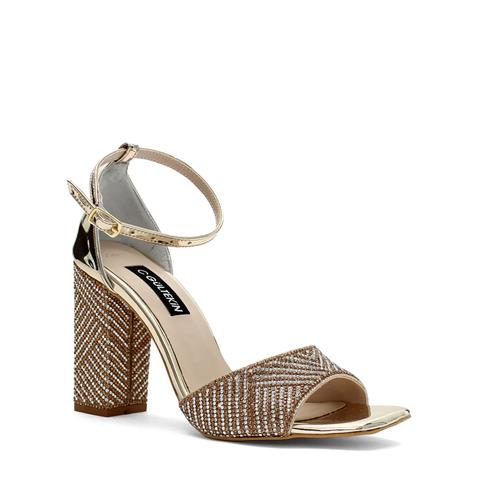 Kadın Dore Taşlı Kalın Topuklu Abiye Ayakkabı