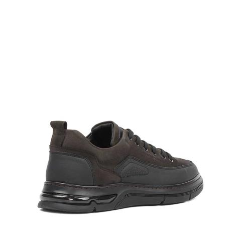 Erkek Antrasit Bağcıklı Nubuk Deri Günlük Ayakkabı