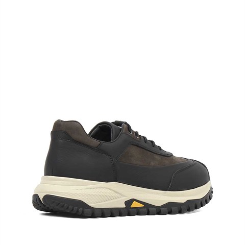 Erkek Antrasit Nubuk Siyah Deri Sneaker