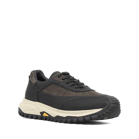 Erkek Antrasit Nubuk Siyah Deri Sneaker