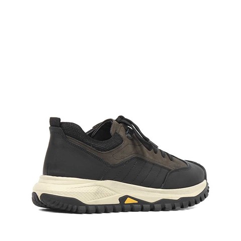 Erkek Antrasit Siyah Nubuk Deri Sneaker