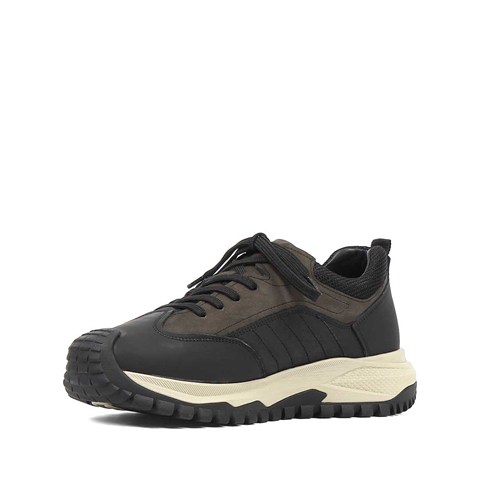 Erkek Antrasit Siyah Nubuk Deri Sneaker