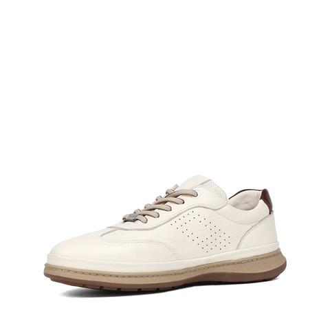 Erkek Bej Bağcıklı Deri Sneaker