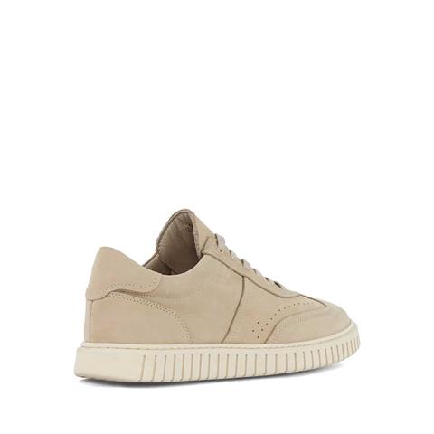 Erkek Bej Bağcıklı Kalın Tabanlı Nubuk Deri Sneaker