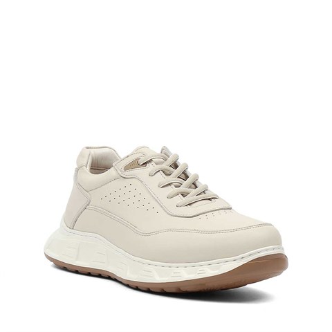 Erkek Bej Bağcıklı Kalın Tabanlı Sneaker