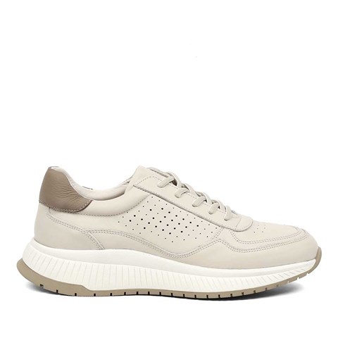 Erkek Bej Bağcıklı Kalın Tabanlı Sneaker