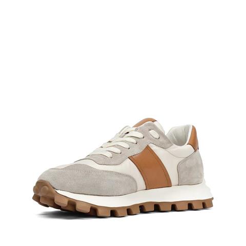 Erkek Bej Bağcıklı Kalın Tabanlı Süet Deri Sneaker