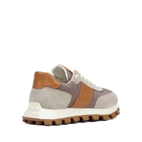 Erkek Bej Taba Bağcıklı Kalın Tabanlı Süet Deri Sneaker