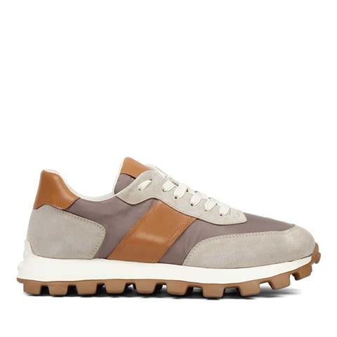 Erkek Bej Taba Bağcıklı Kalın Tabanlı Süet Deri Sneaker