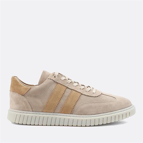 Erkek Bej Bağcıklı Süet Deri Sneaker